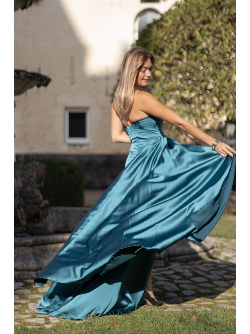 Longue robe avec fente - Turquoise