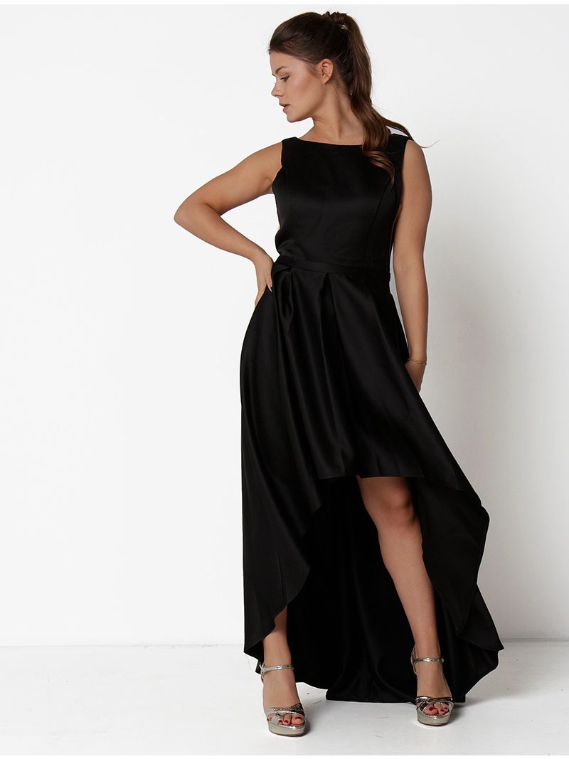 Korte asymmetrische jurk - zwart