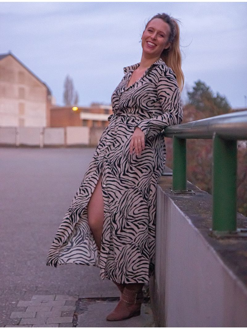 zien bonen doorgaan Zebra shirt jurk - Beige | Anne Sophie