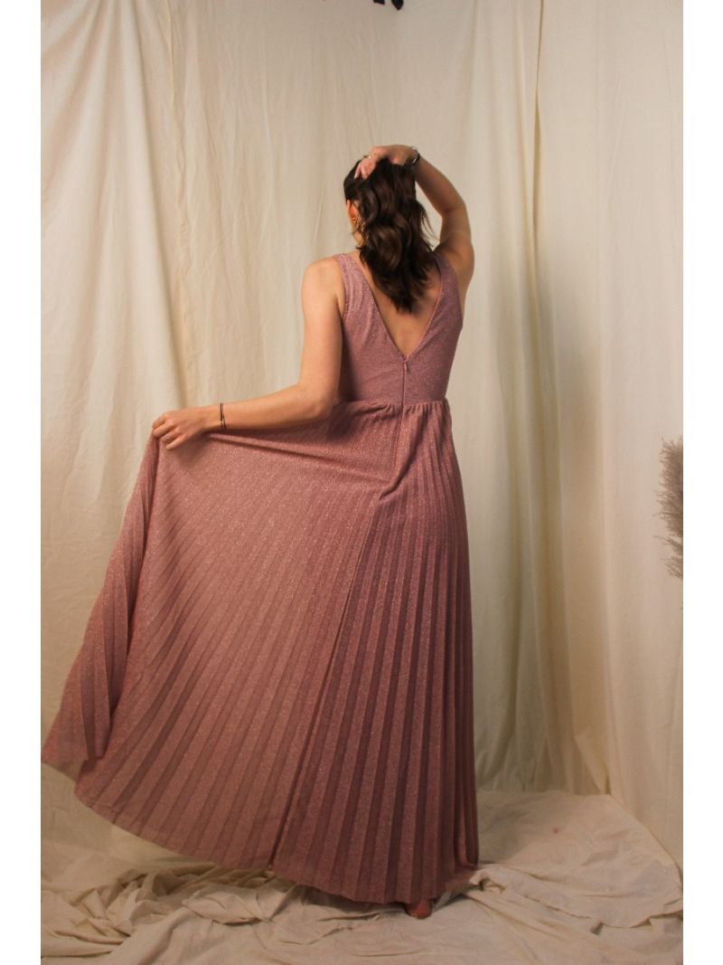 Longue robe à paillette rose