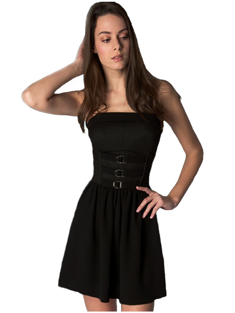 Verbinding lint Beschrijvend Korte zwarte strapless jurk | Anne Sophie