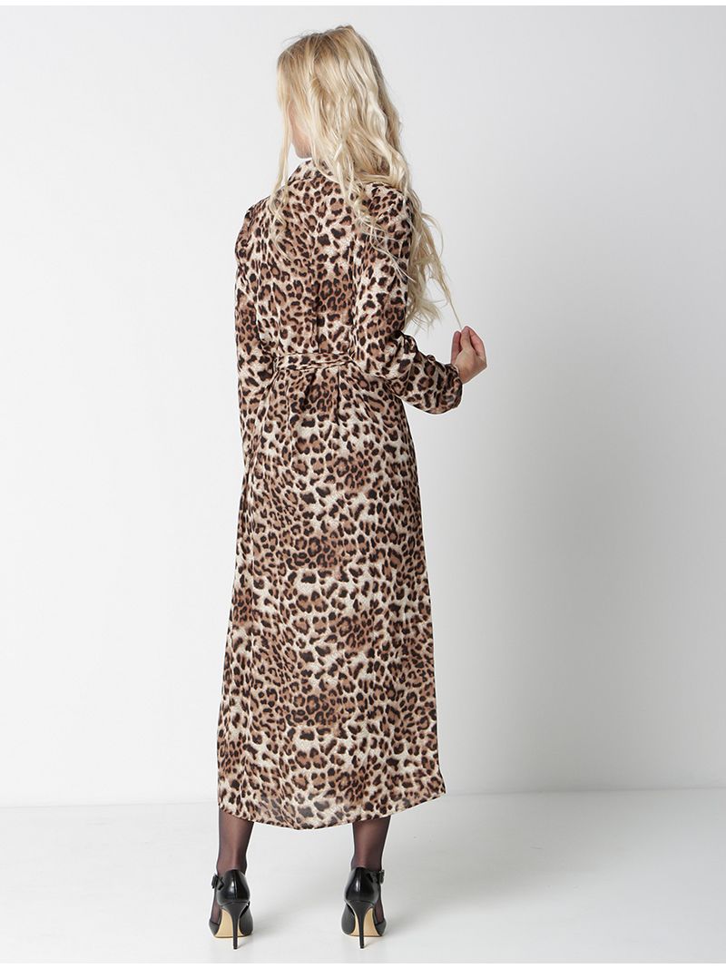 Lange luipaard overhemd jurk Anne Sophie