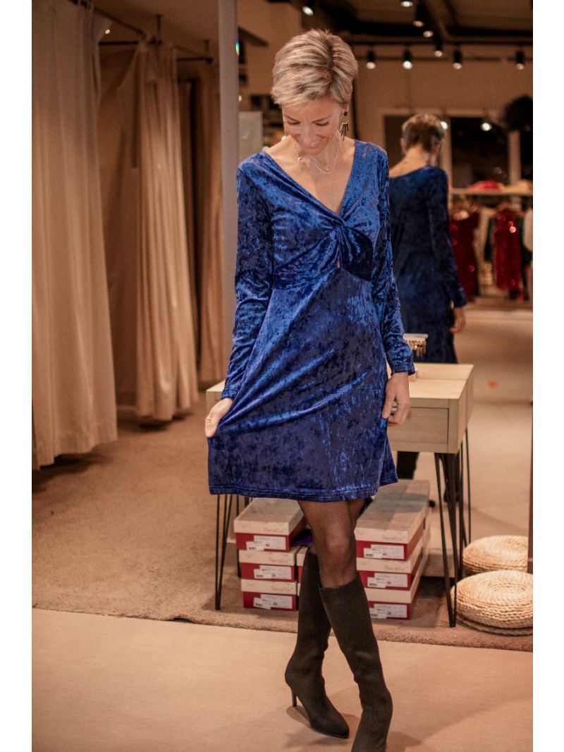 Categorie vonk Verplaatsbaar Blauw fluwelen jurkje | Anne Sophie