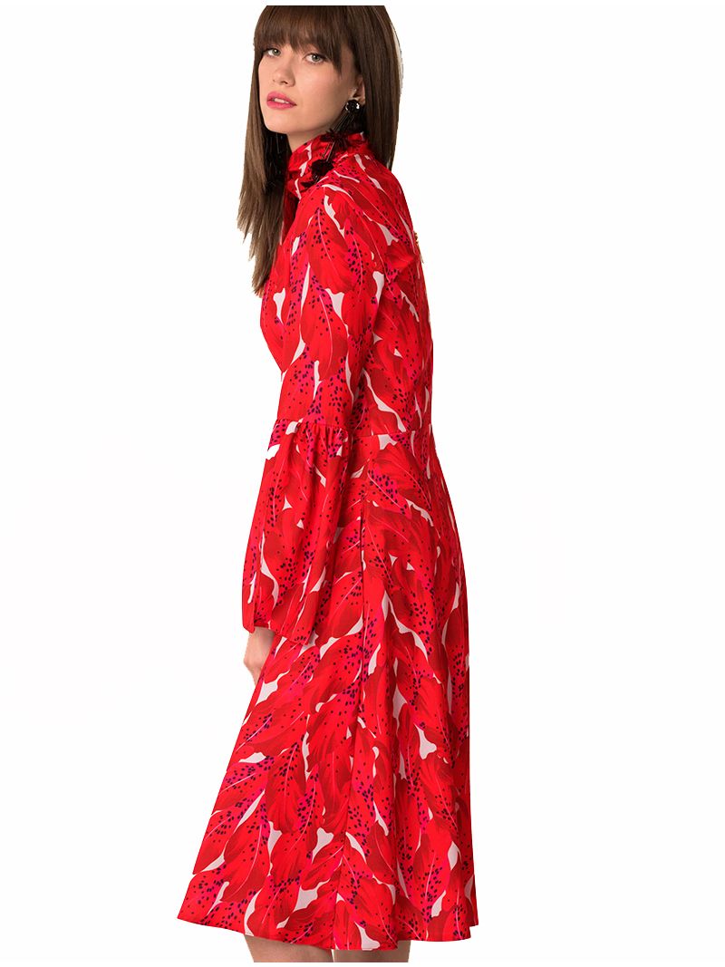 Korte fleurige rode jurk met | Anne