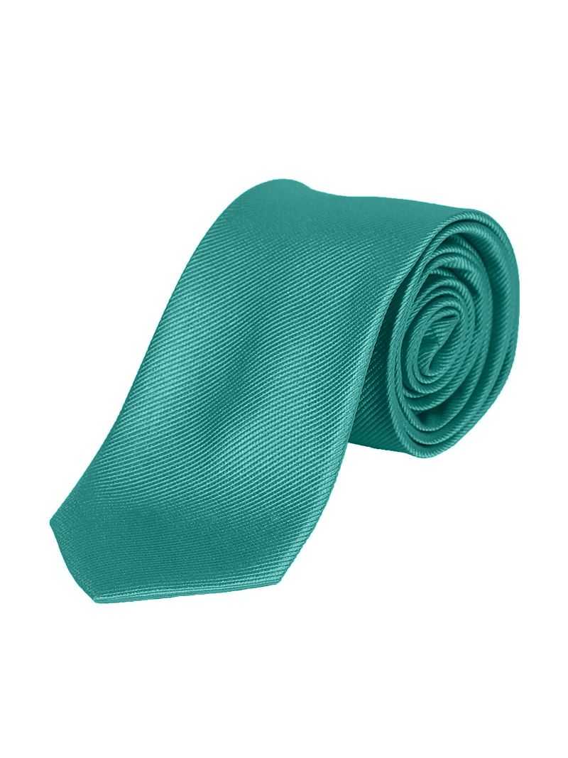 Cravate en soie striée turquoise